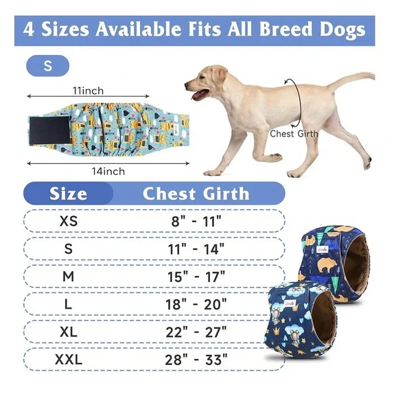 5 pk, size SM, Belly Band/diapers for male dogs for potty training/incontinence - Picture 4 of 8